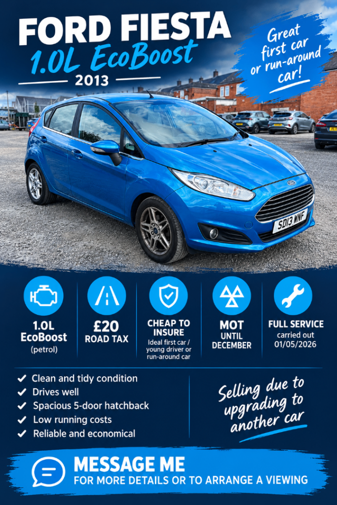 Ford, FIESTA, Hatchback, 2013, Manual, 998 (cc), 5 doors