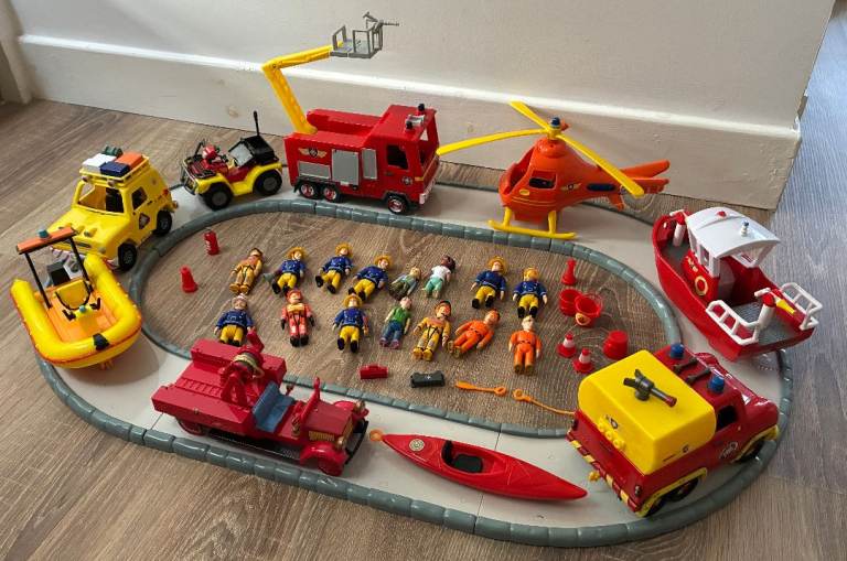 Fireman Sam Toy Bundle (Figures, Engine, Sets, Station, Helicopter, Boats, Track, ABC Phonics)