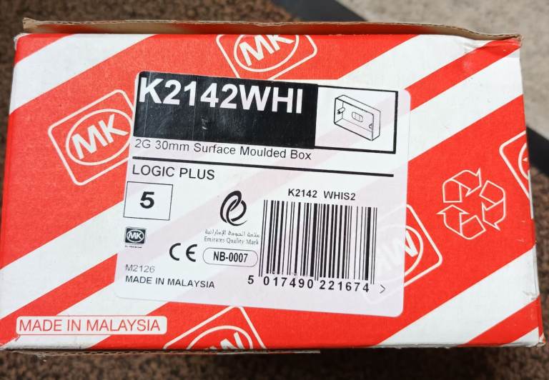 New MK Logic Plus 2-Gang Surface Pattress Back Box 30mm Free local delivery 