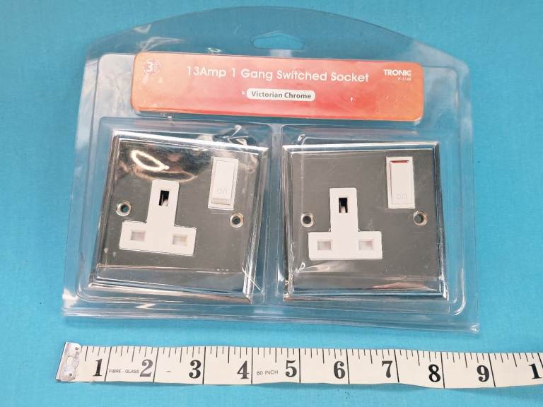 Brand new. These are Tronic 13A 1 Gang Switched Sockets in a Victorian Chrome finish. Gray color 