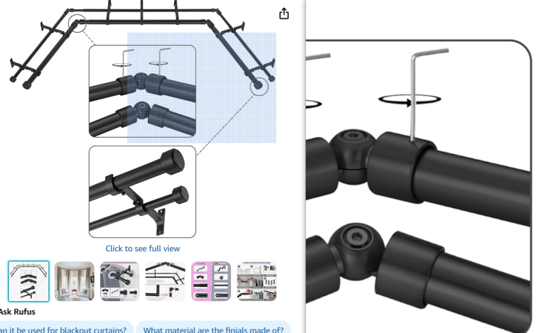 Selling brand new double curtain rod for bay window