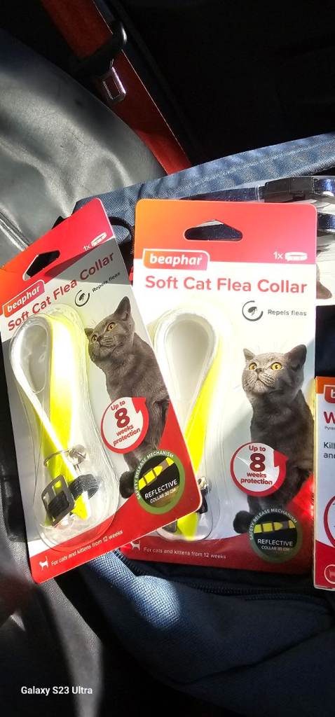 Cat collers and worming tablets abd fle stuff 