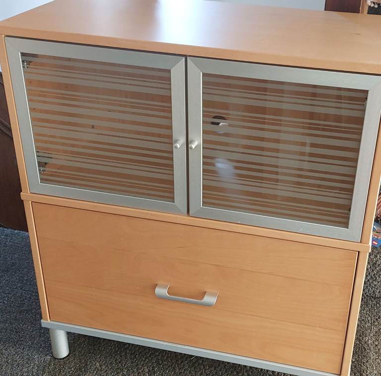 Wooden Office Storage Unit with Filing Drawer – Good Condition