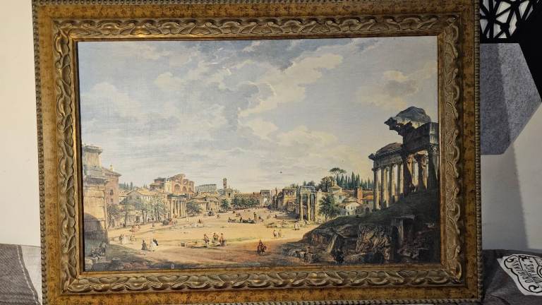 LARGE WOOD PRINT Roman Forum Framed 