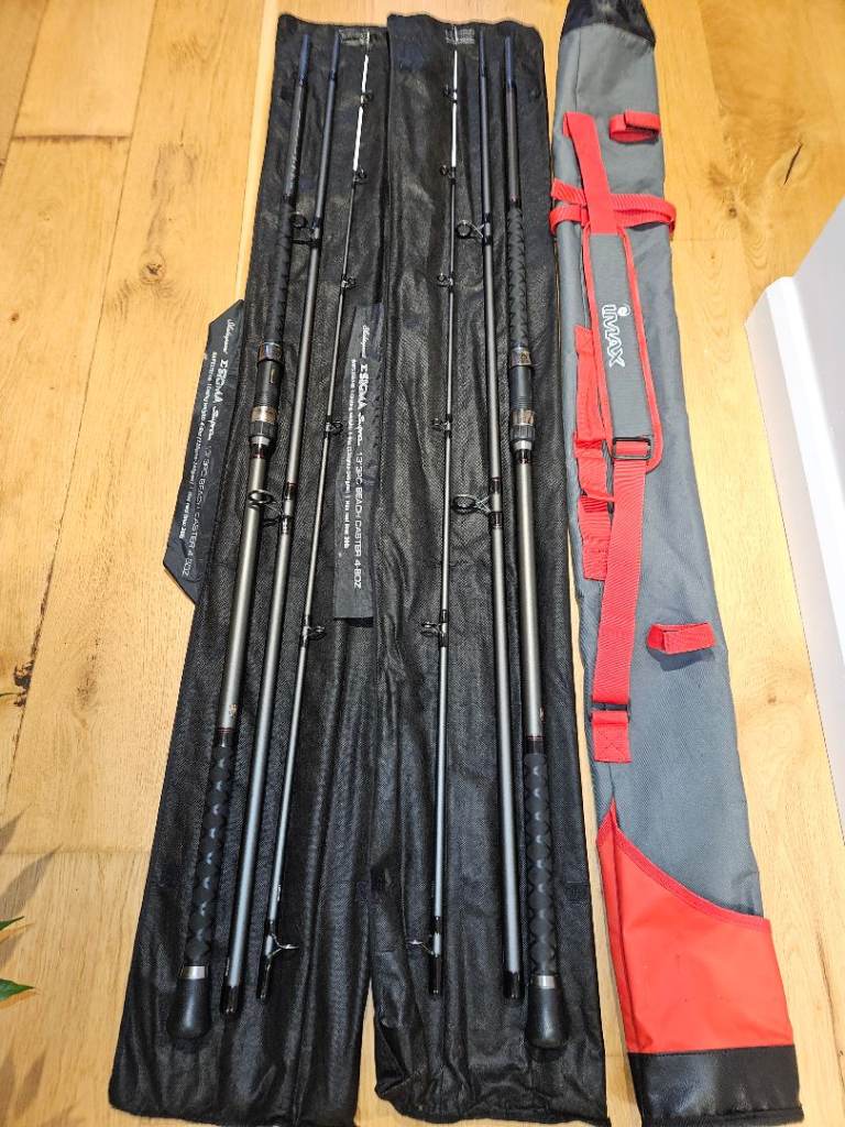 Shakespeare Sigma Supra 13' Beachcaster plus 2 Shakespeare Agility Surf 80 reels plus Imax holdall