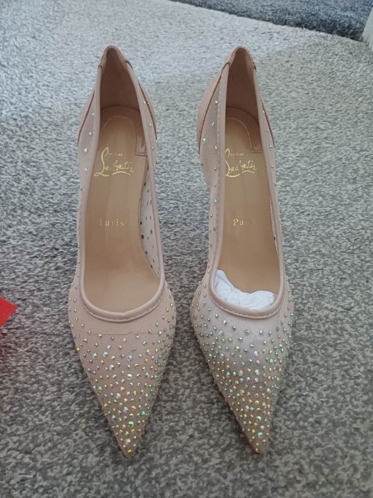 Christian Louboutin Follies Strass Heels - Nude/Silver