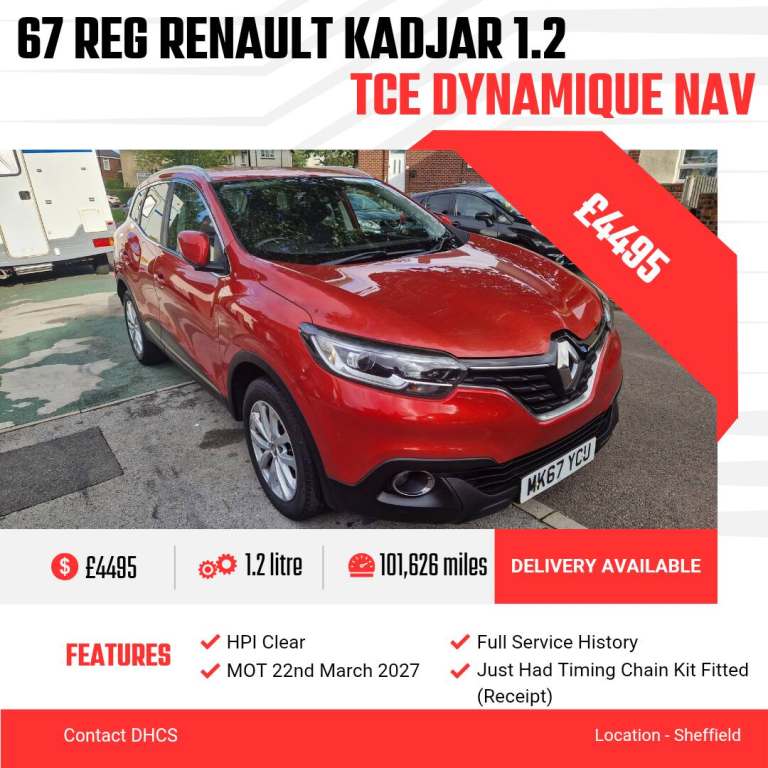 2017 Renault Kadjar 1.2 TCE Dynamique Nav 5dr HATCHBACK Petrol Manual