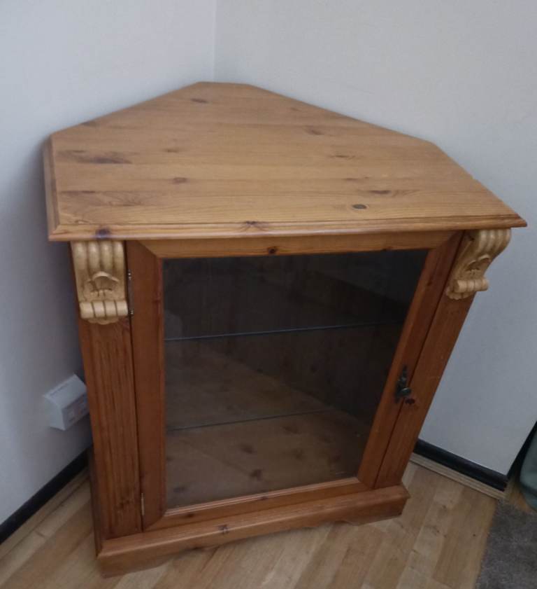 Solid Pine corner Shelving Storage cupboard