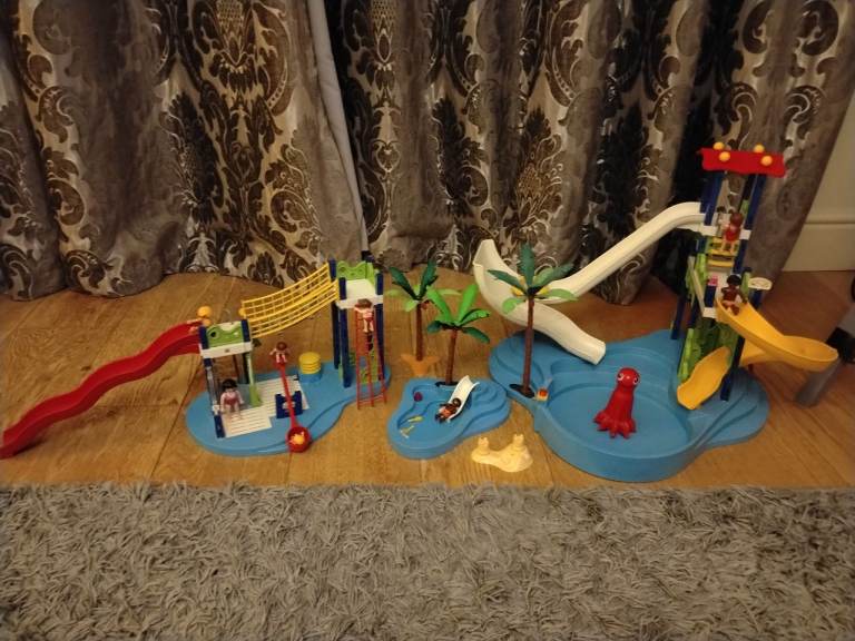 Playmobil Water Park with Slides and Figures – Good Condition