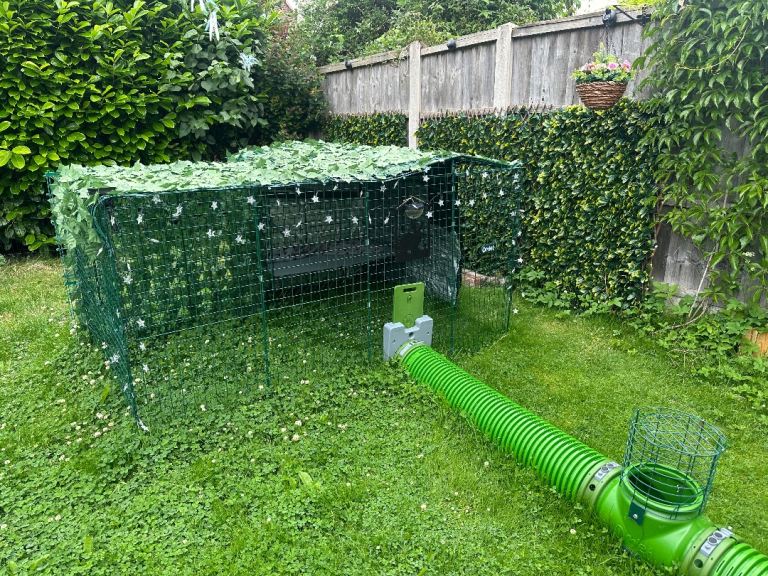 Omlet Rabbit run with zippy tunnels & hay rack