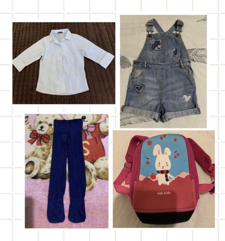 3-4years girls clothing bundle, Shirt dungaree backpack tights