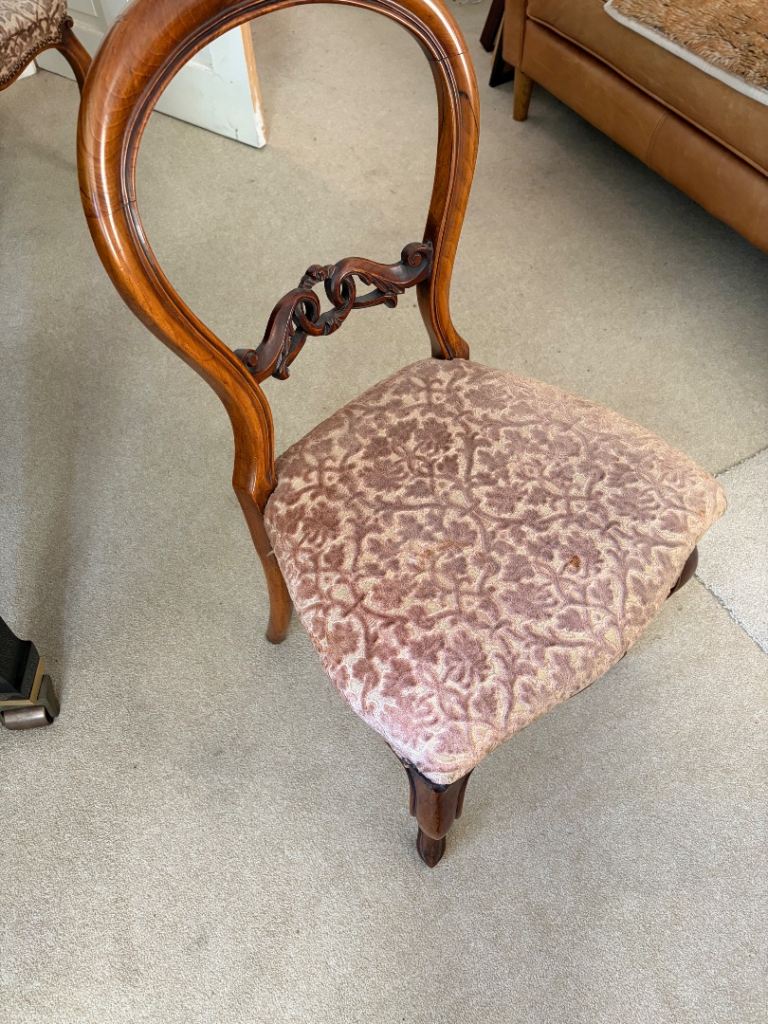 Victorian balloon back chairs x 2