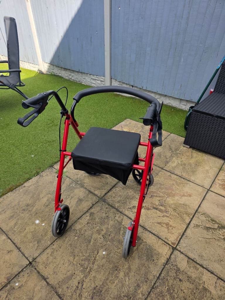 Red Mobility Walker with Seat and Storage – As Good as New