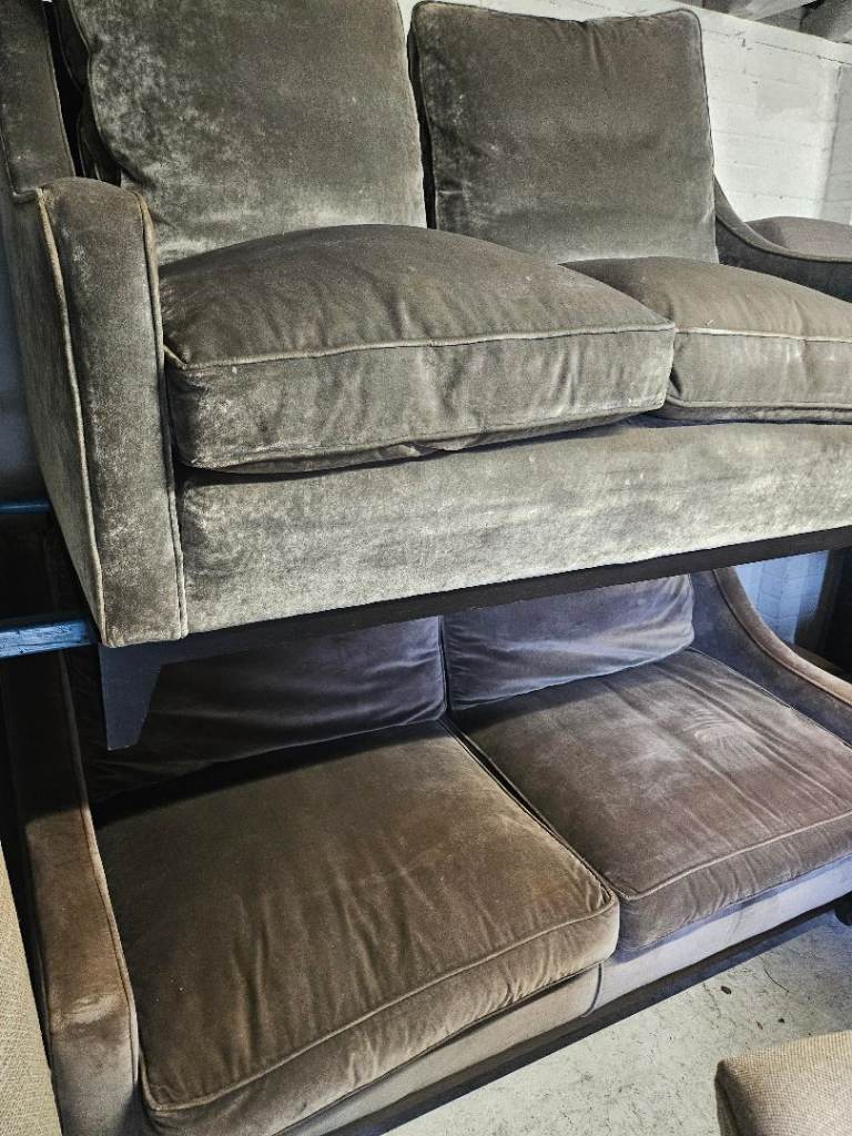 Exdisplay laura Ashley grey velvet 3&2 sofa set 