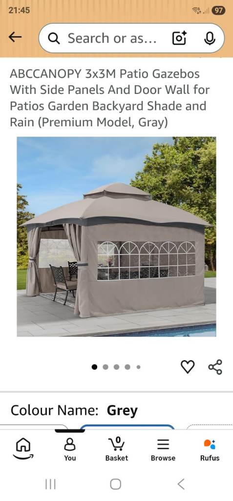 Gazebo 3×3 m with side panels and door wall for Garden shade in Grey.