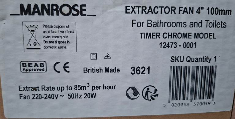 Manrose extractor fan (timer )