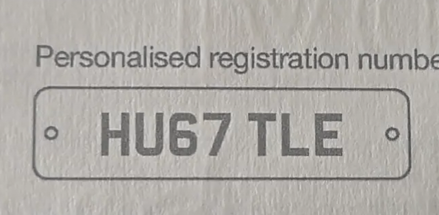 HU67TLE number plate for sale