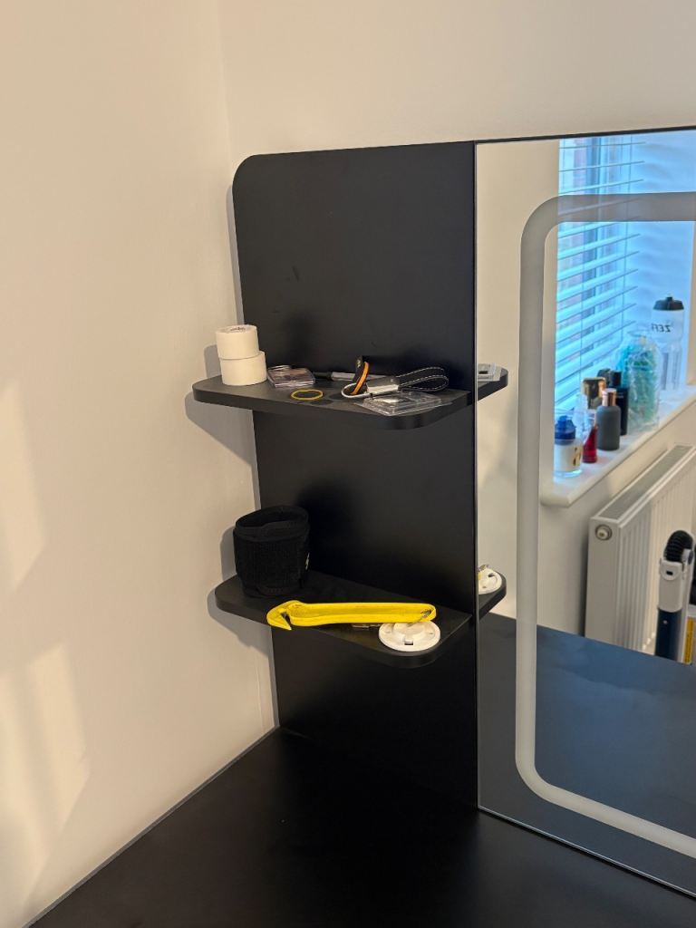 Black makeup desk with light up mirror 