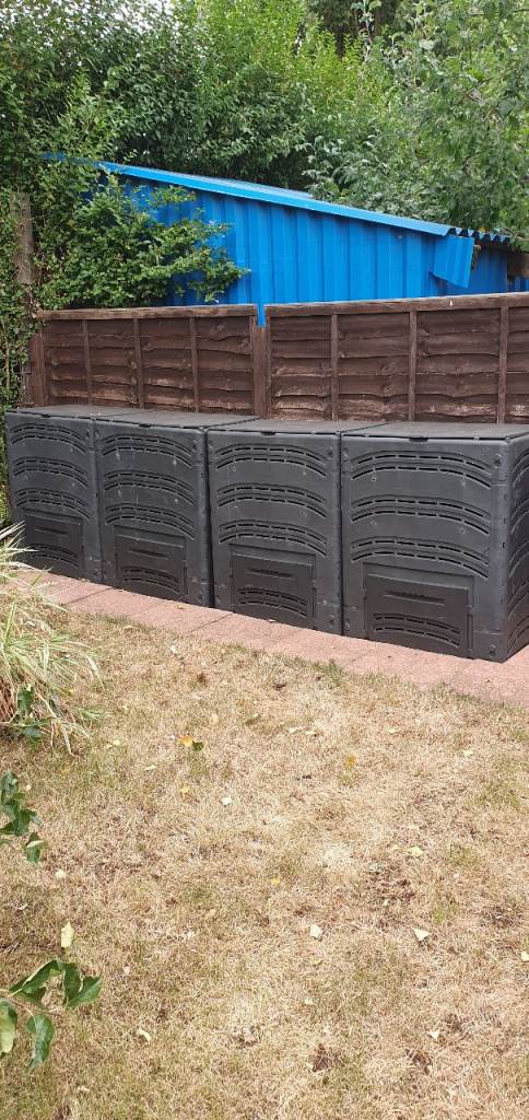Four Black Plastic Compost Bins – Good Condition