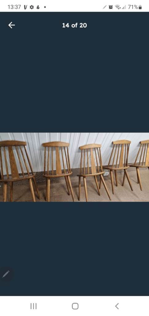 Mid century set of danish Ercol dining chairs 