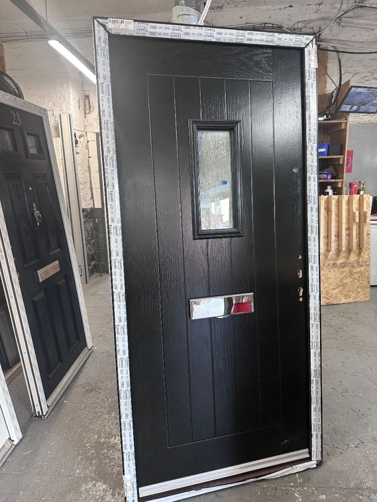 Brand New Black Composite Front Door with Letterbox