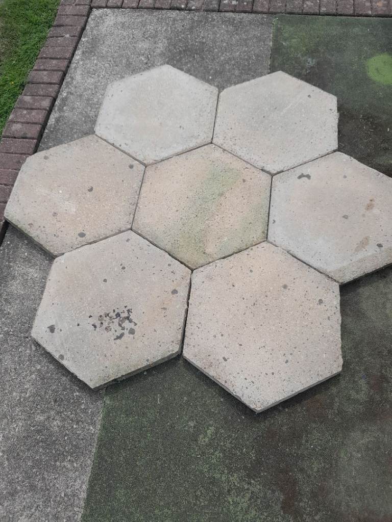 Hexagonal paving slabs