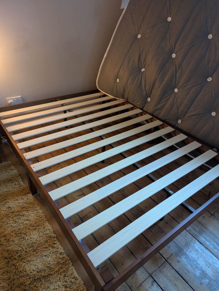 Double platform bed with mattress