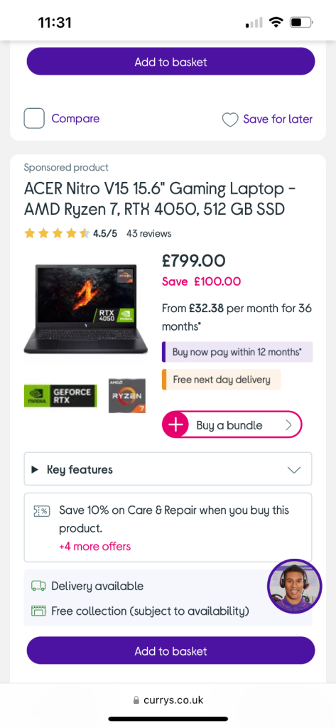 Acer Nitro gaming laptop like new