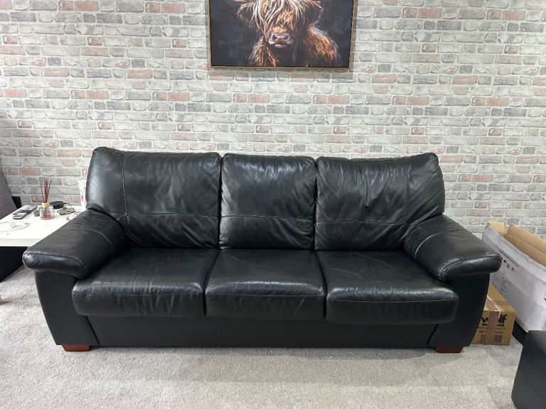 DFS Black leather large sofabed