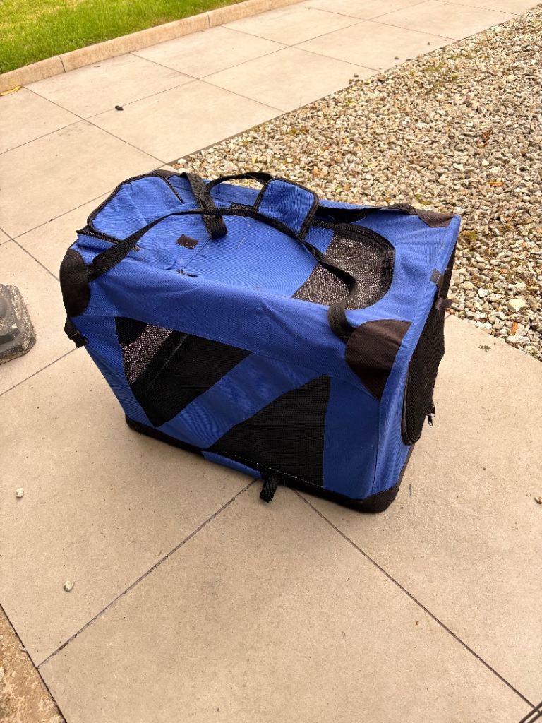 Blue Soft-Sided Pet Carrier Crate for Travel or Home Use