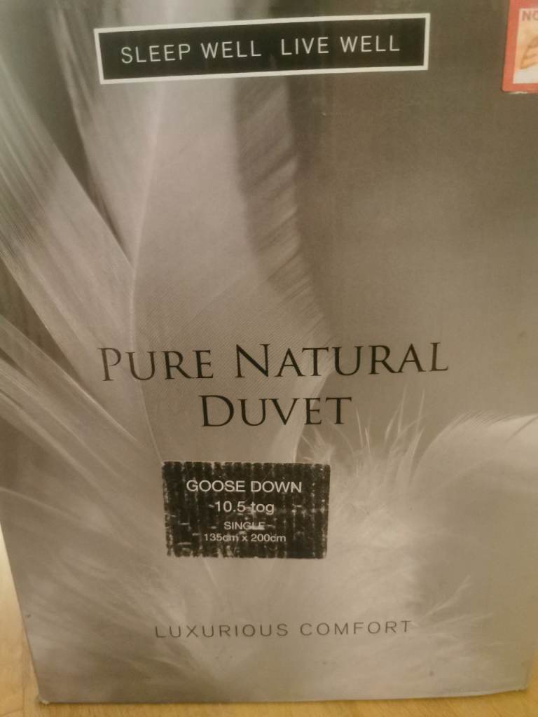 New Pure Natural Goose Down Duvet – Single, 10.5 Tog