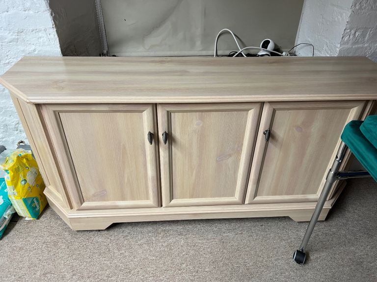 image for Light Wood-Effect Sideboard on Castors (Damaged Corner)