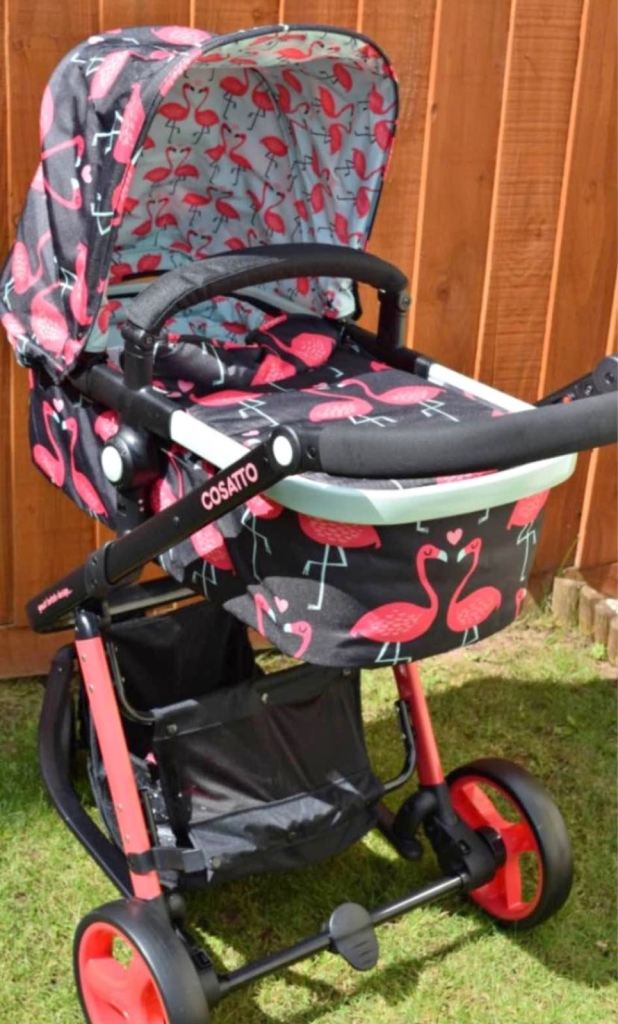 Cosatto Pushchair with Car Seat - Good Condition, Flamingo Design