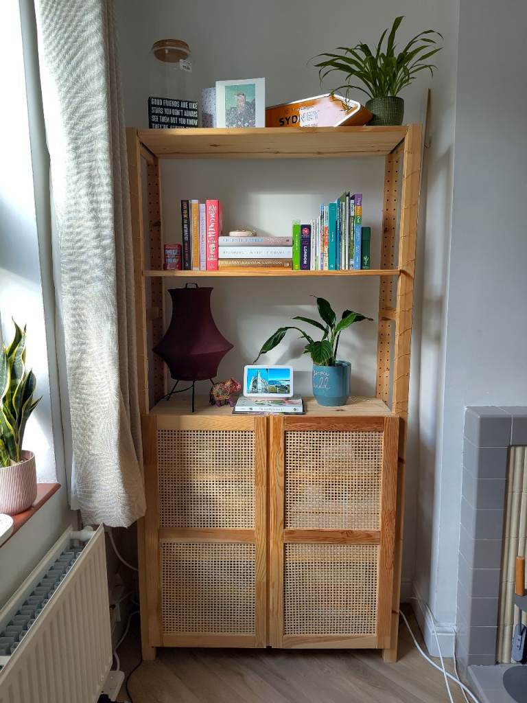 IKEA Ivar shelving unit with rattan doors