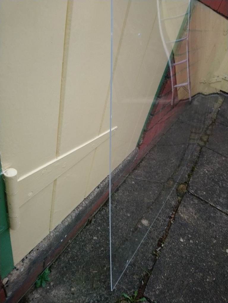 3mm Clear Acrylic Perspex Sheets x 2 (used) 83cm x 244.5cm & 83cm x 45.5cm