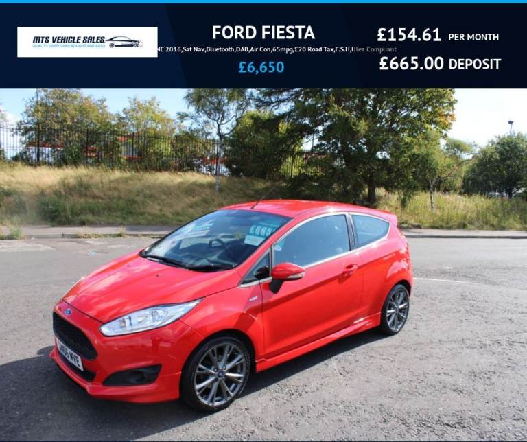 FORD FIESTA 1.0T ST-LINE 2016,Sat Nav,Bluetooth,DAB,Air Con,65mpg,£20 Road Tax,F.S.H,Ulez Compliant