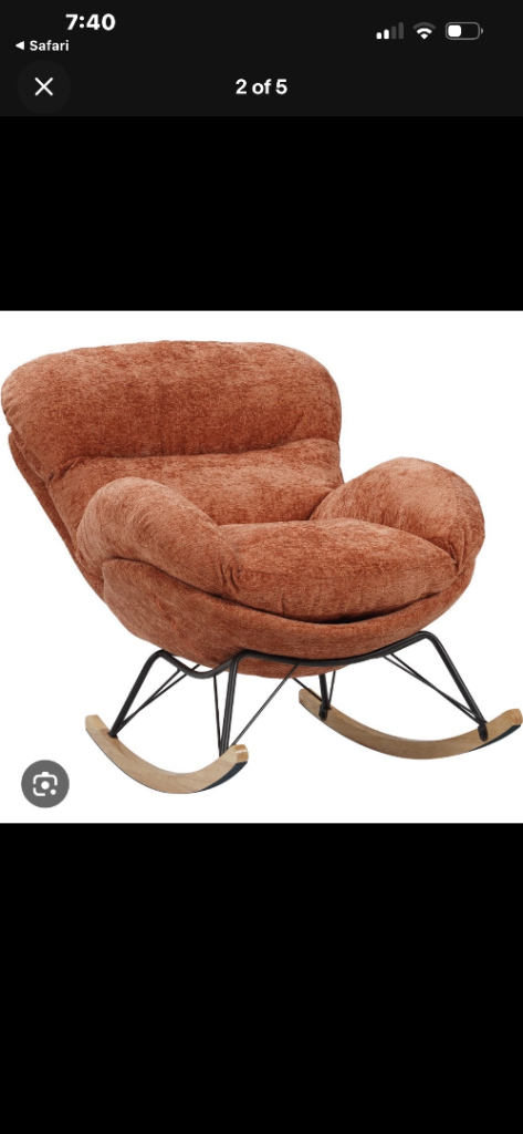 Sienna Rocking Chair - Burnt Orange . Comfy Armchair Padded Aesthetic Rocker
