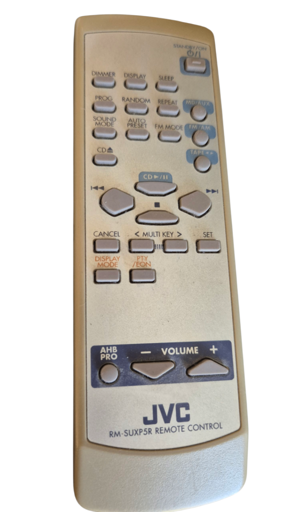 JVC mini stereo, cd and tape player and radio. Great sound. Some marks on speaker covers see pics.