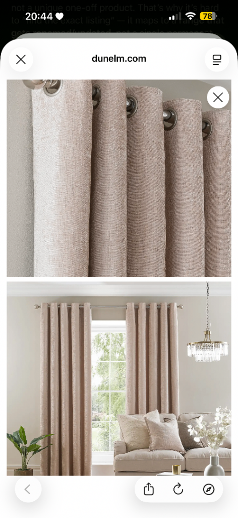 Beige Dunelm Eyelet curtains