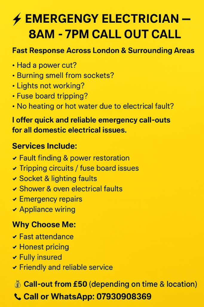 ⚡️ Emergency Electrician – Fast Call-Out 8am–7pm