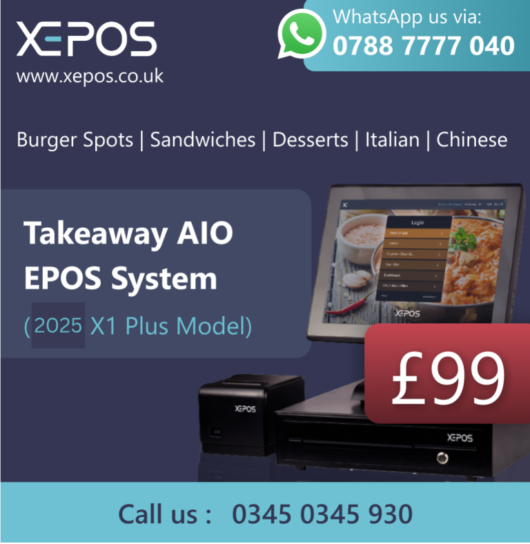 £99 Touchscreen EPOS System for Takeaway Restaurants and Food Shops