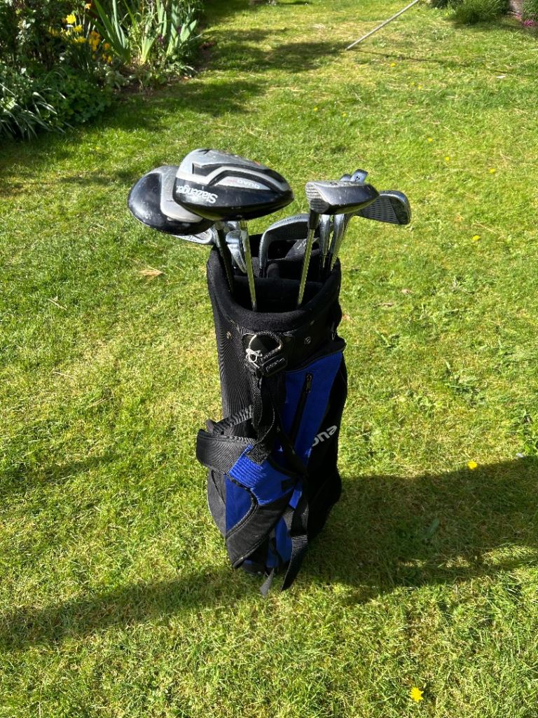 Men’s Golf Clubs Ideal Starter Set Woods Irons Putter & Cart Bag 