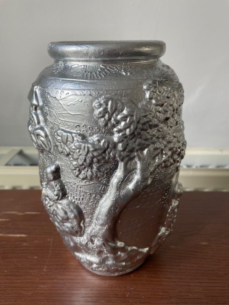 Silver Coloured Pottery Vase