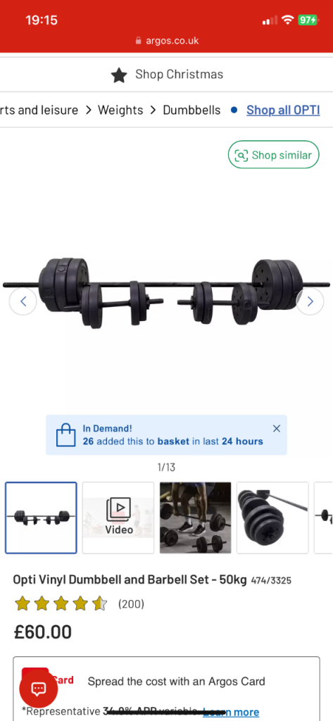 image for 50kg barbell and dumbbell set Argos