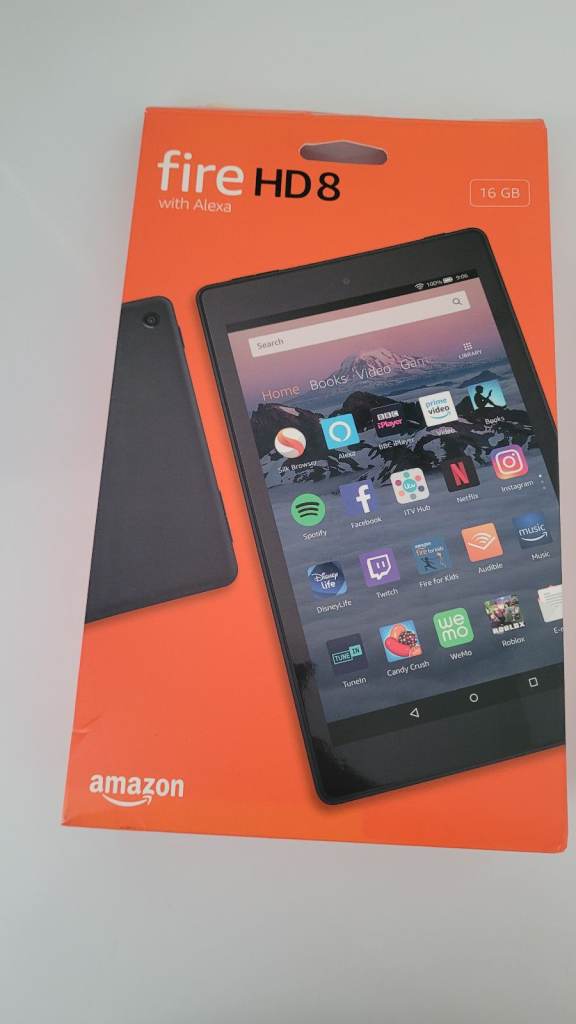Amazon Fire HD 8 Tablet with Purple Kids Case - good as Brand New 