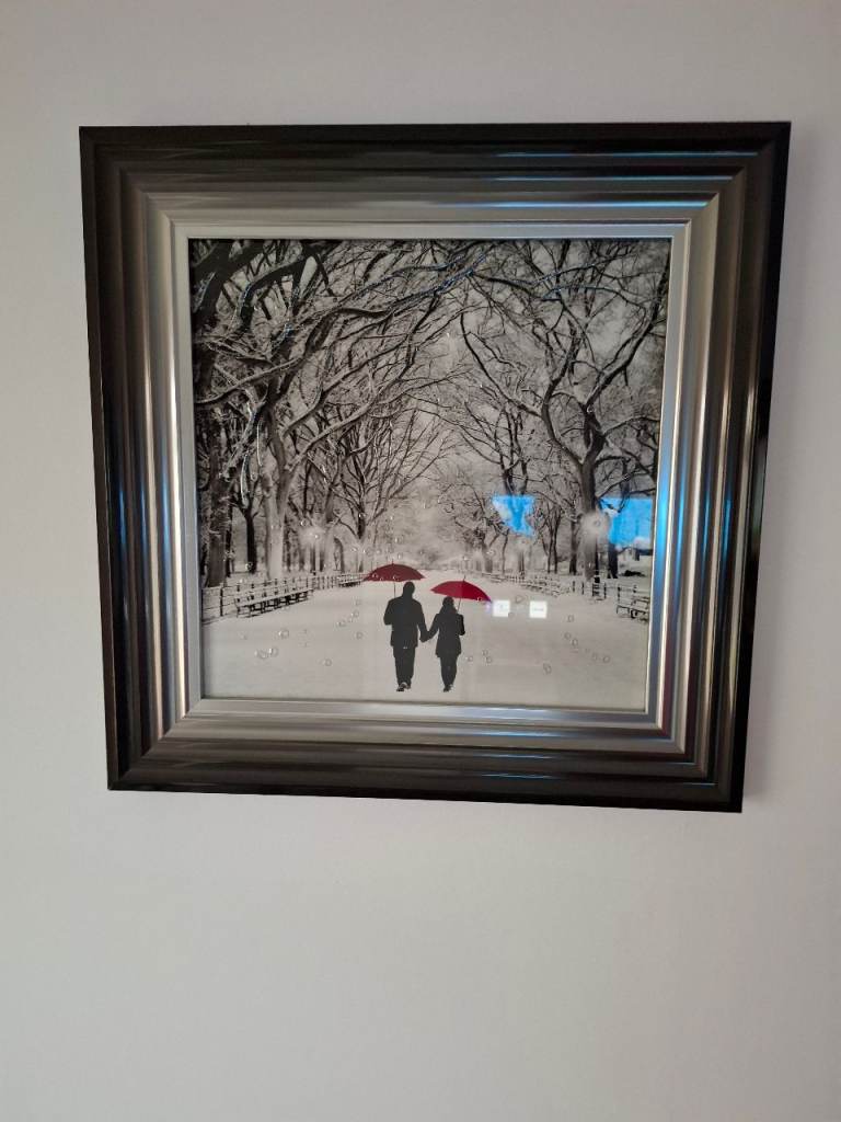 2 x Framed Wall Art Prints – Black and White Winter Scenes