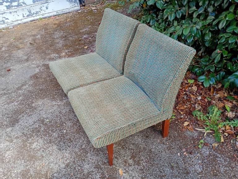 2 structurally good pring seat chairs for re-uphostery project but can be used now. Bluer than photo