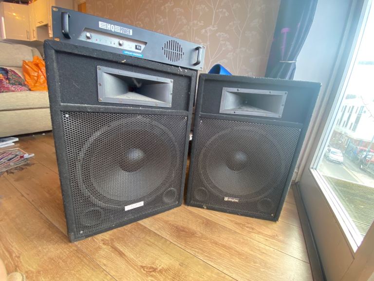 Two Large Passive Speakers and Amplifier