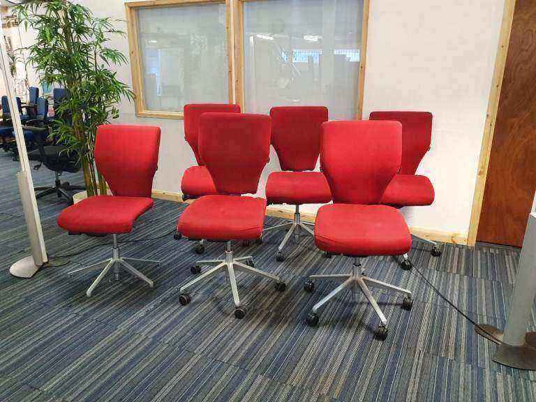 Red Office Computer Desk Chair Swivel Computer Admin Orangebox Chair £100 each