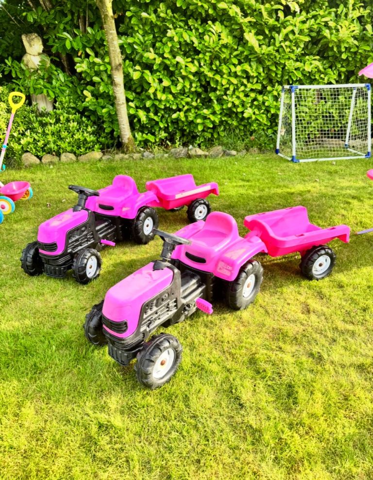 Pink Ride on Tractor and Trailer